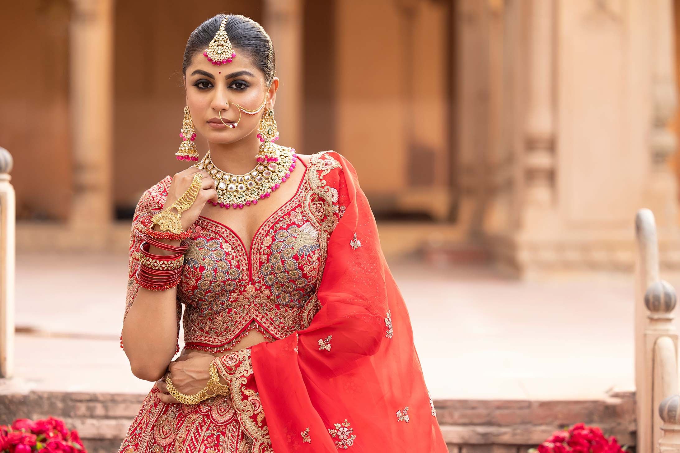 Grand Heritage Bridal Lehenga in Luxe Red