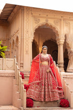 Grand Heritage Craft Bridal Lehenga in Luxe Red