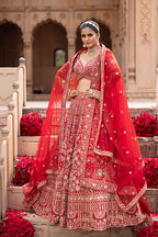 Grand Heritage Craft Bridal Lehenga in Luxe Red