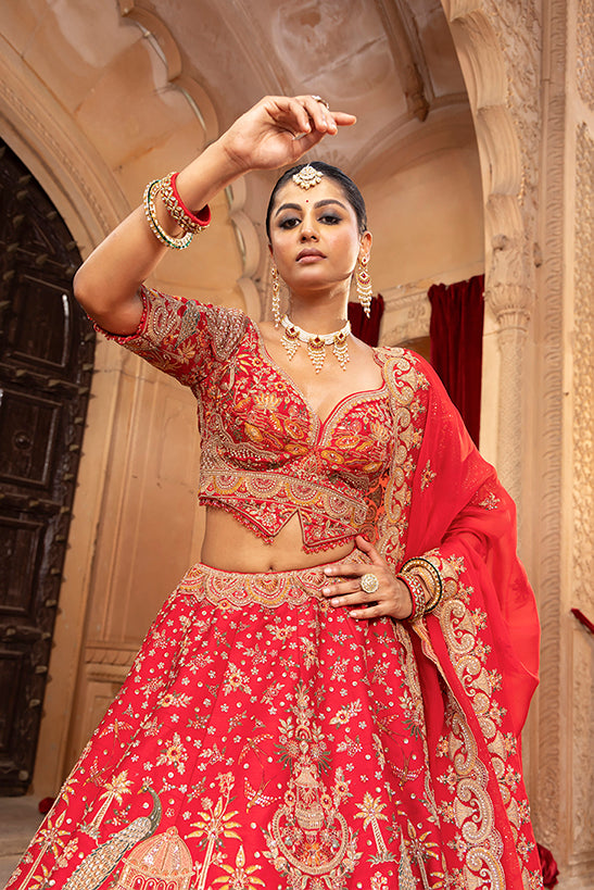 Heritage Red Bridal Lehenga