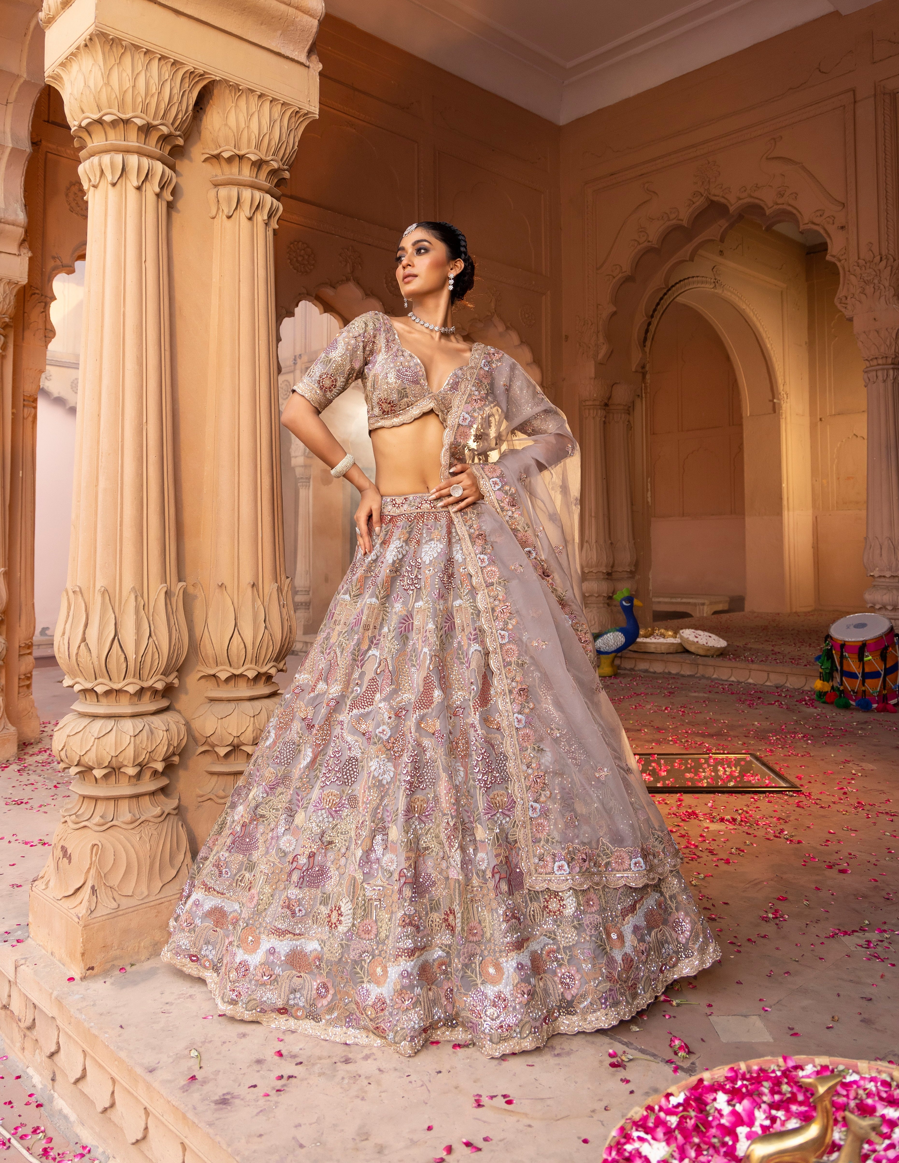 Blush Mirage Royal Couture Floral Lehenga