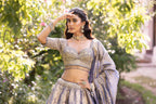 Frosted Azure Empress Brocade Couture Lehenga