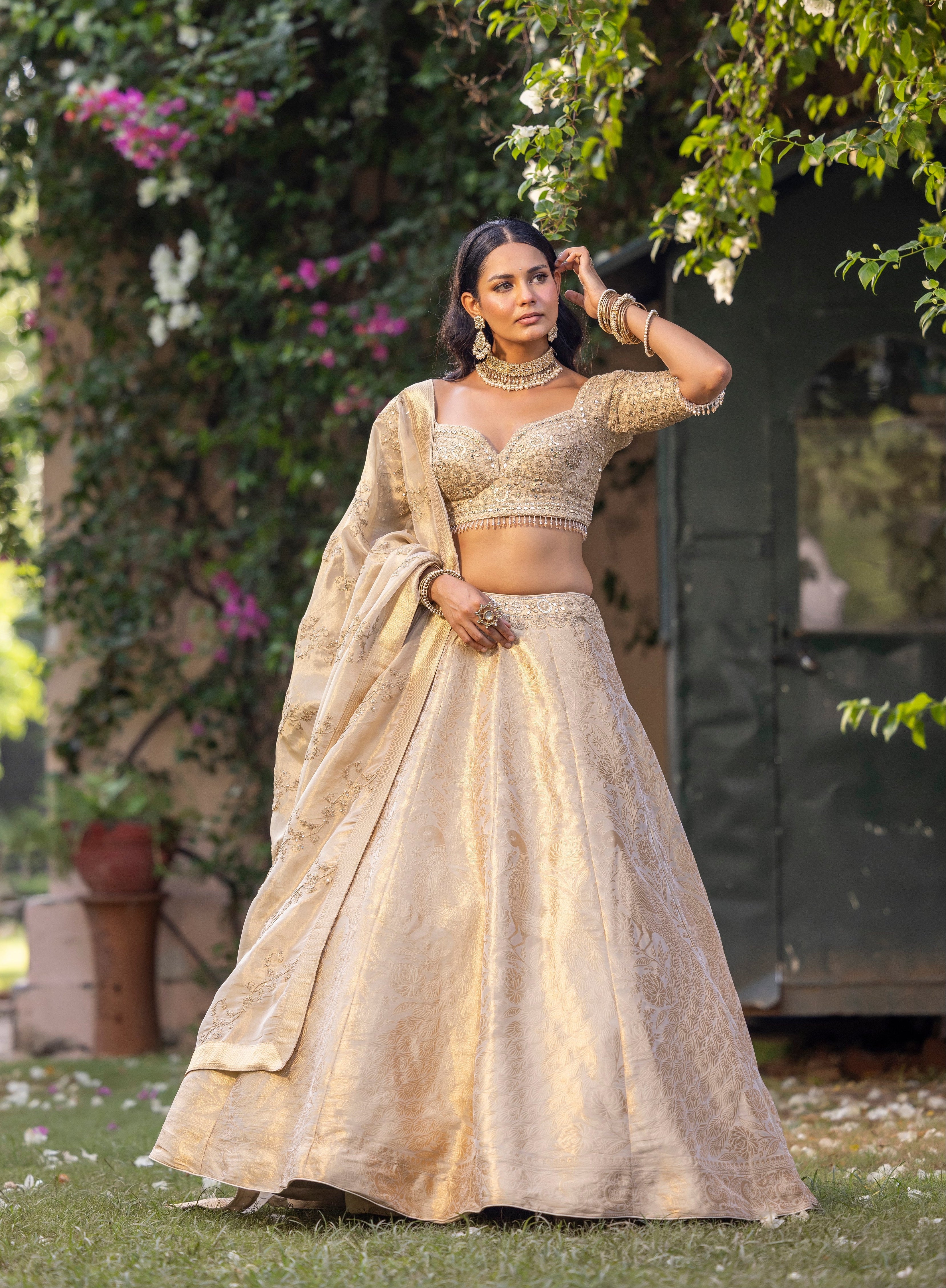 Ivory Gold Empress Heirloom Couture Lehenga