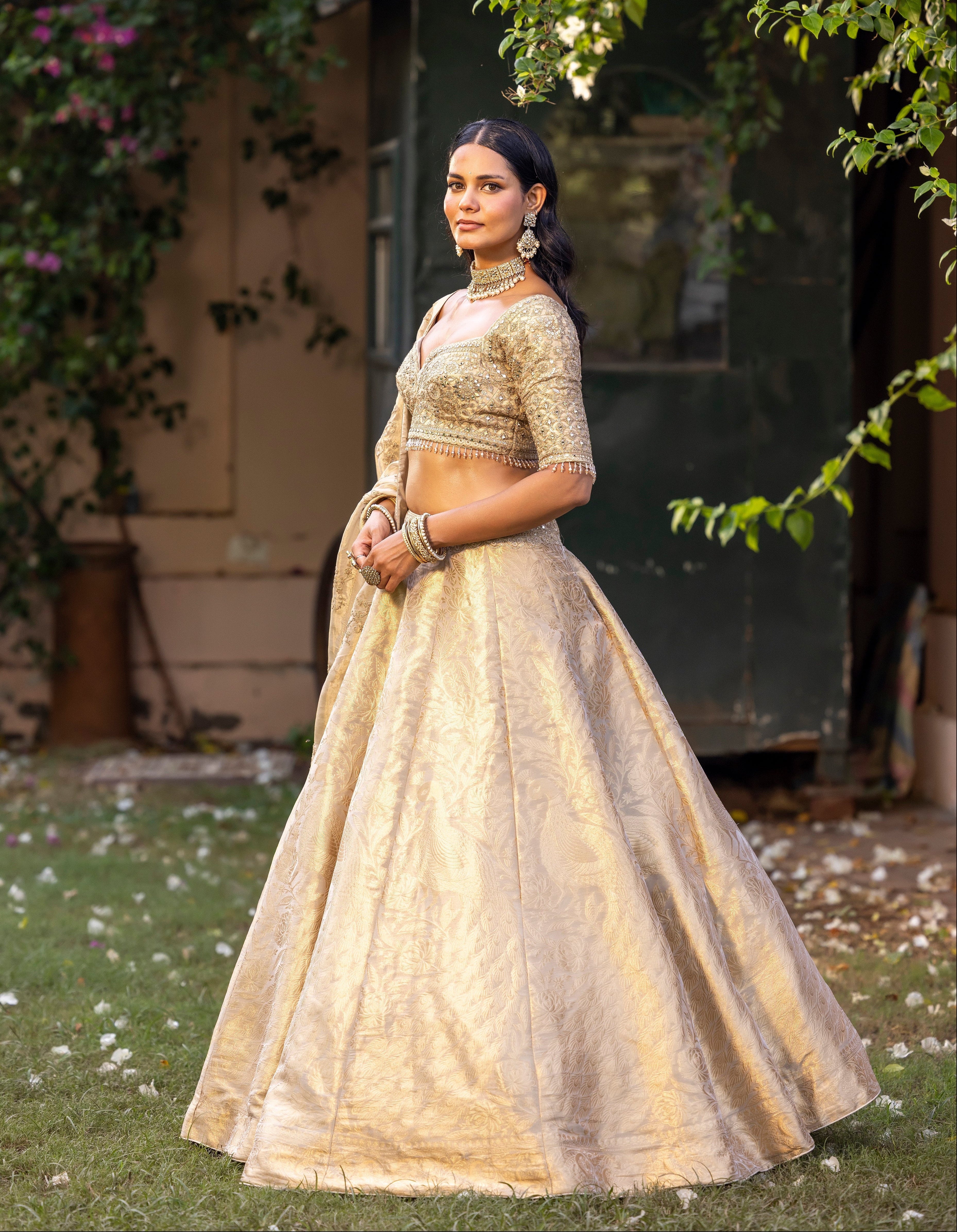 Ivory Gold Empress Heirloom Couture Lehenga