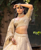 Ivory Gold Empress Heirloom Couture Lehenga