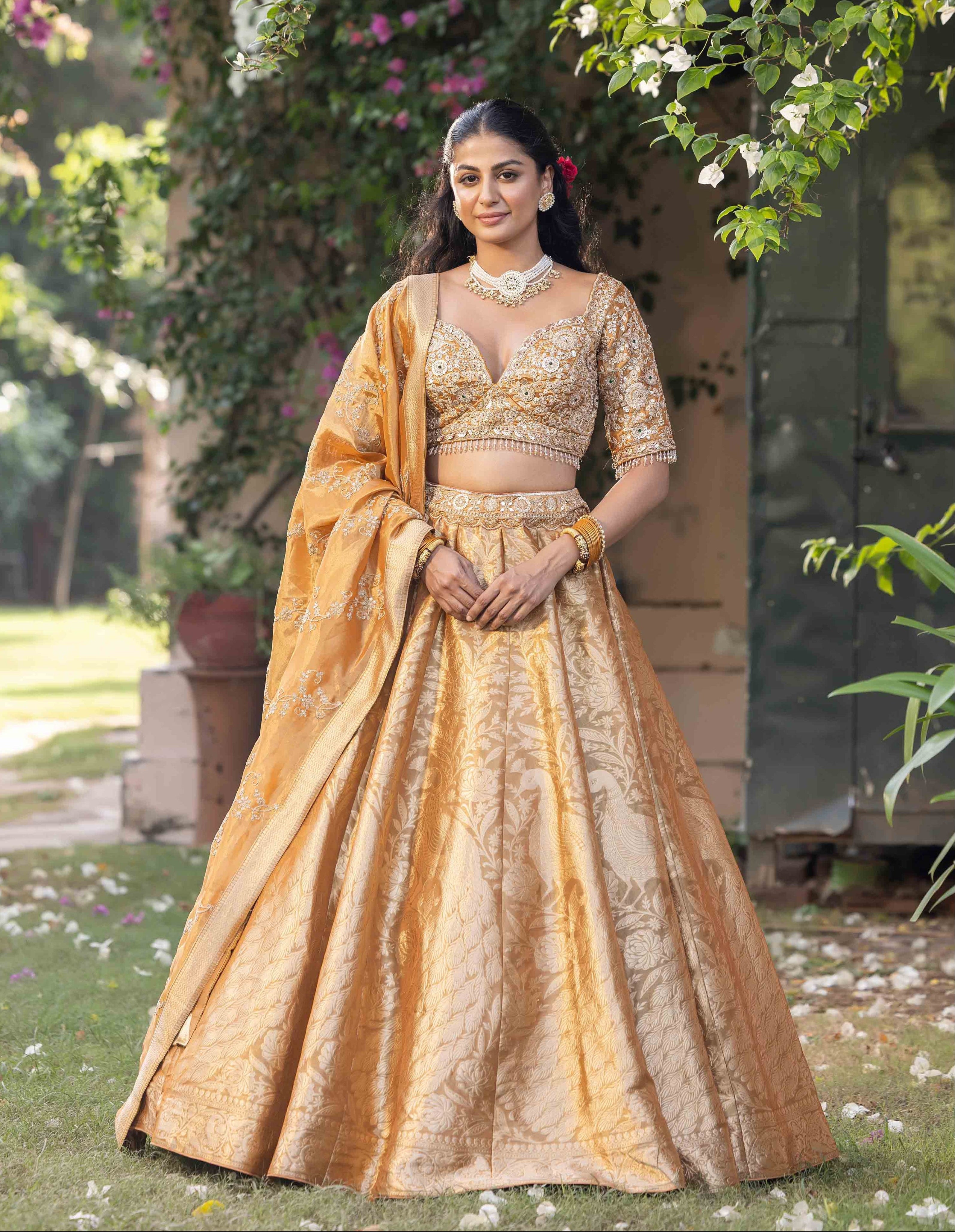 Sunlit Sunehri Royale Banarasi Bridal Lehenga