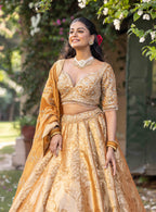 Sunlit Sunehri Royale Banarasi Bridal Lehenga