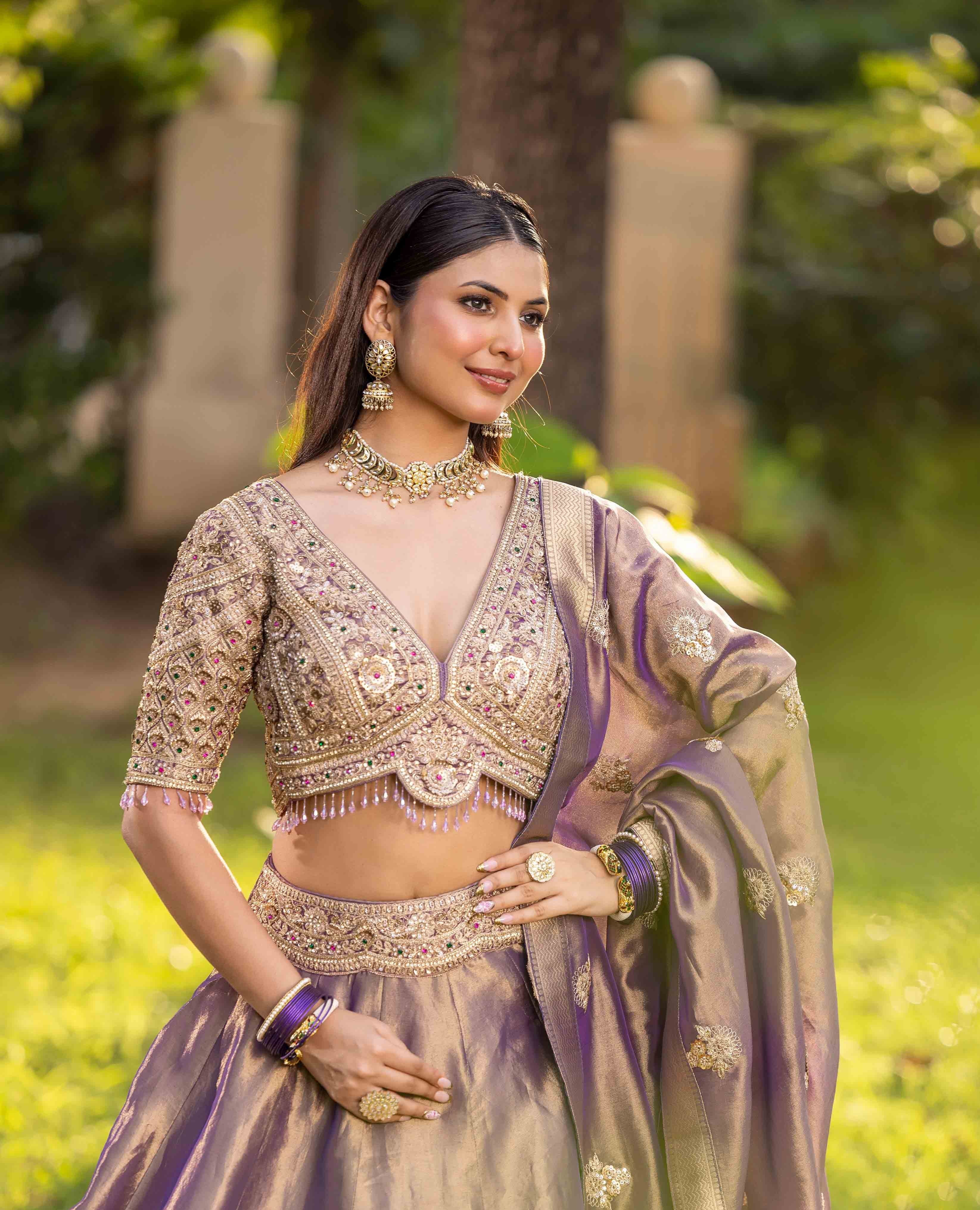 Royal Rust Aura Zari-Woven Banarasi Lehenga