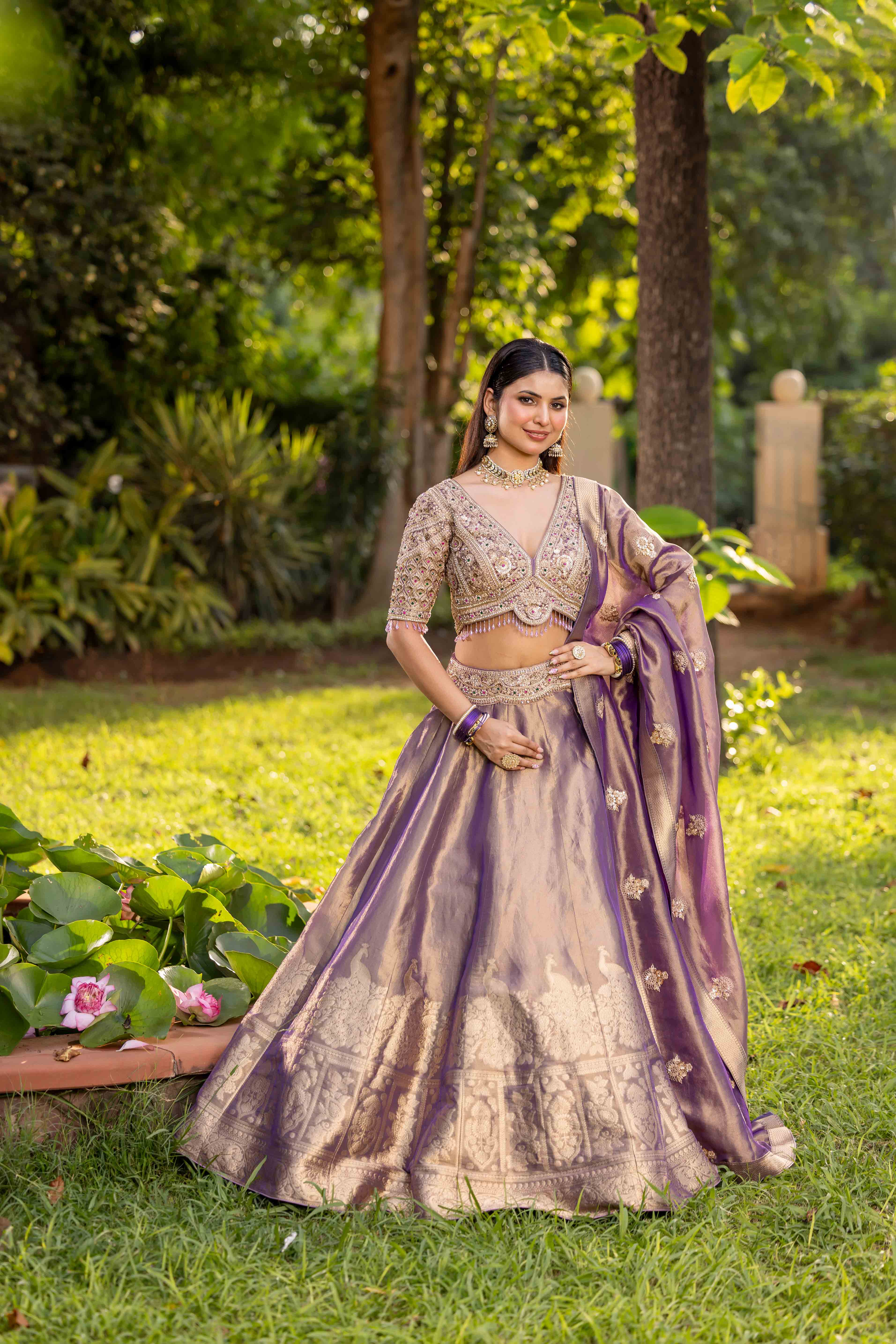 Royal Rust Aura Zari-Woven Banarasi Lehenga