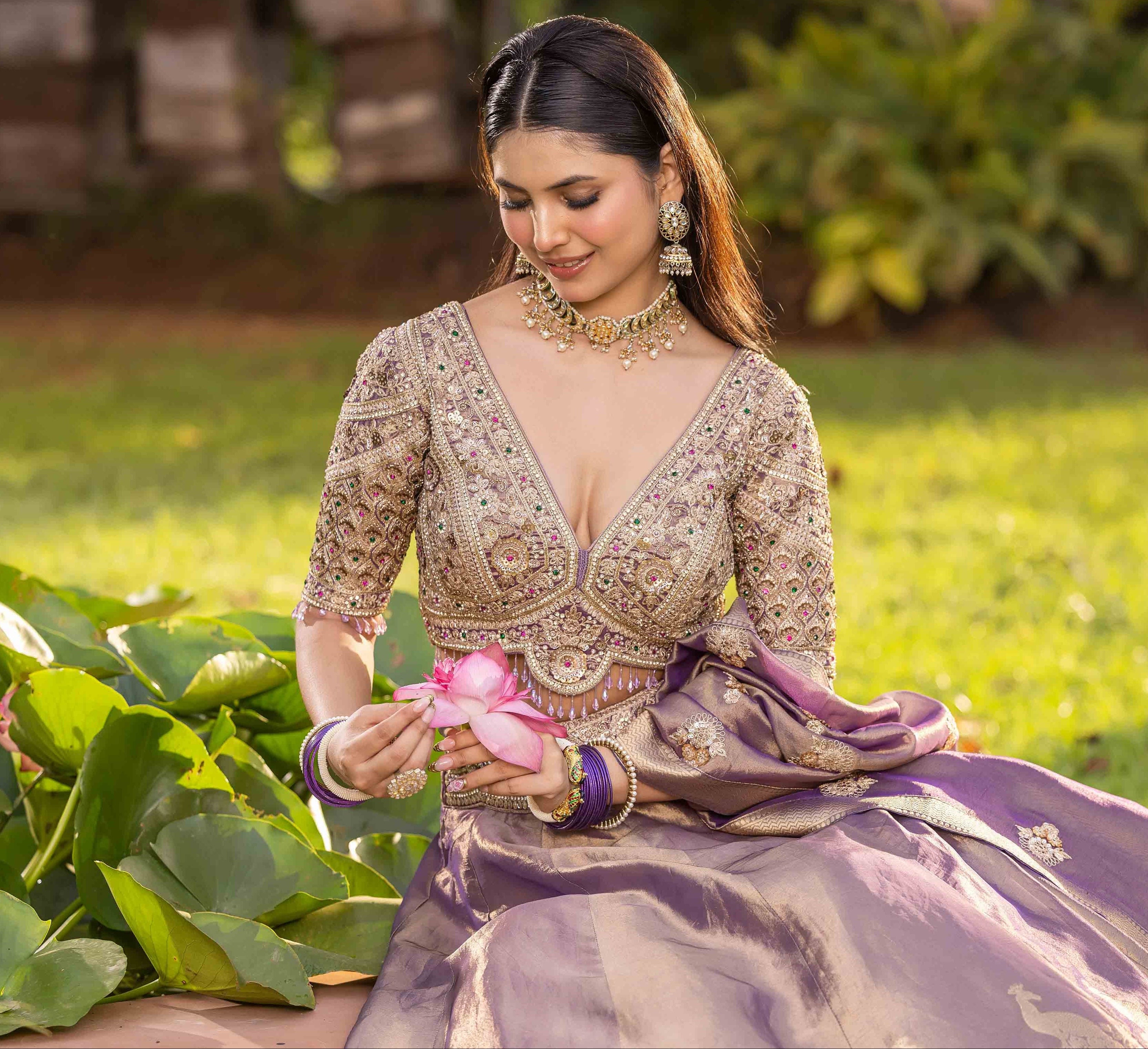 Royal Rust Aura Zari-Woven Banarasi Lehenga