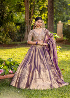 Royal Rust Aura Zari-Woven Banarasi Lehenga
