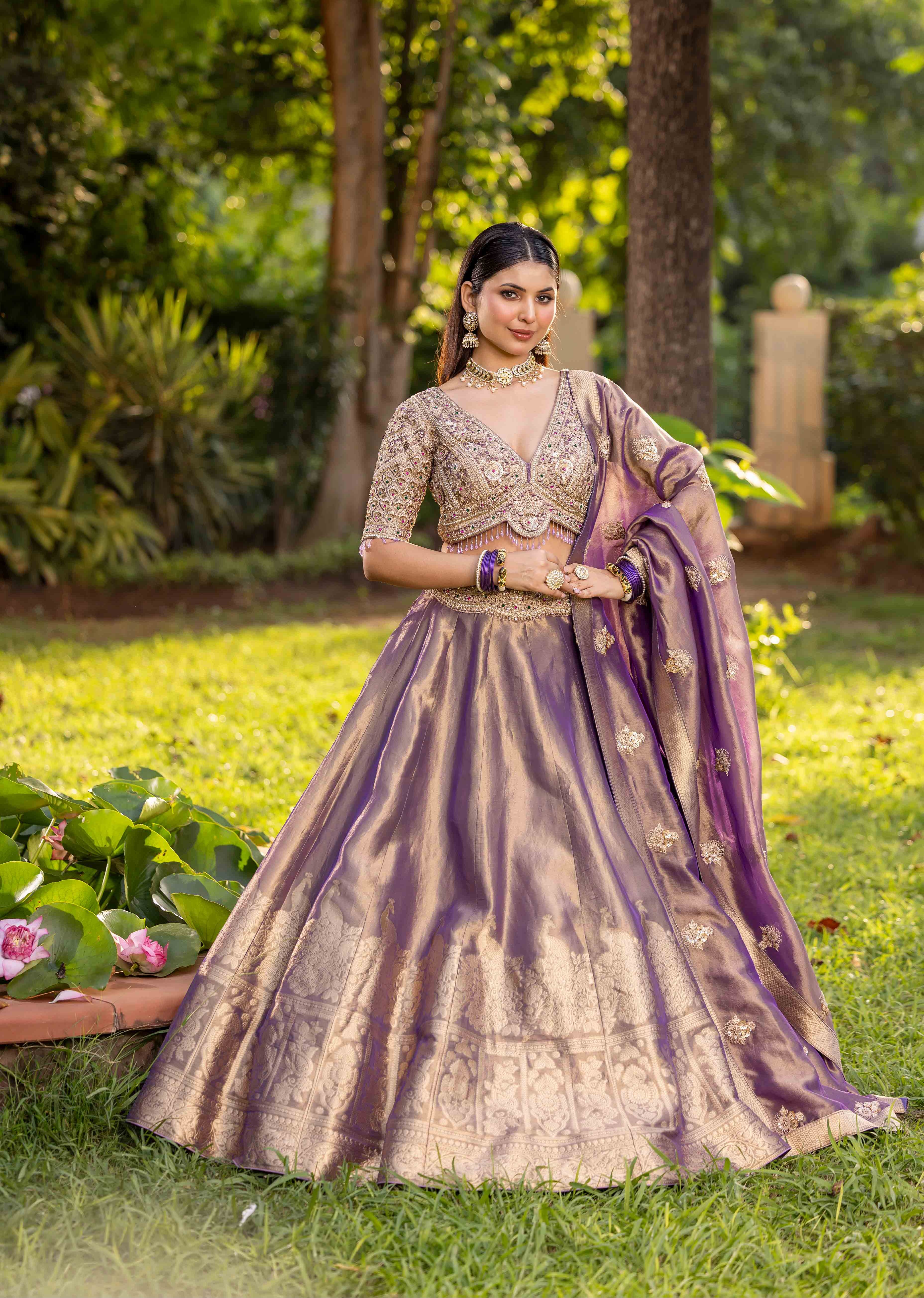 Royal Rust Aura Zari-Woven Banarasi Lehenga