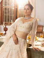 Luxury Embroidered Ivory Lehenga