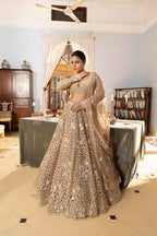 Luxury Golden Sequins & Thread Work Bridal Lehenga
