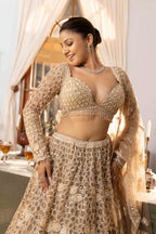 Luxury Golden Sequins & Thread Work Bridal Lehenga