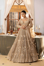 Luxury Golden Sequins & Thread Work Bridal Lehenga