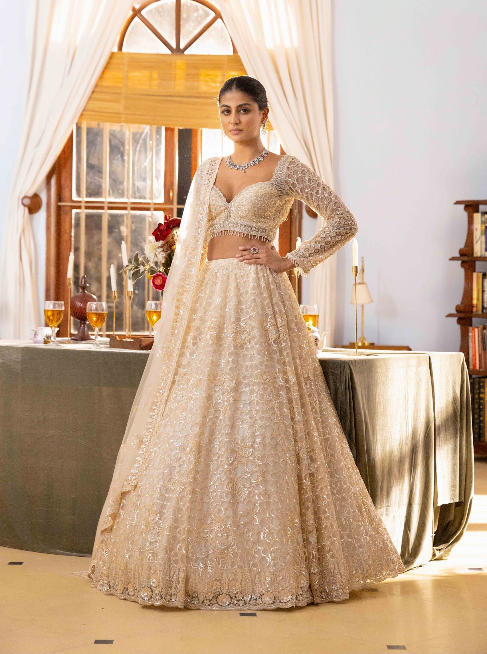 Champagne Gold Heavy Embroidered Lehenga