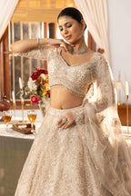 Champagne Gold Heavy Embroidered Bridal Lehenga