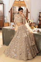 Gold Mirror-Work Heavy Embroidered Lehenga