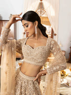 Gold Mirror-Work Heavy Embroidered Lehenga