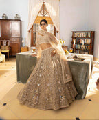 Gold Mirror-Work Heavy Embroidered Lehenga