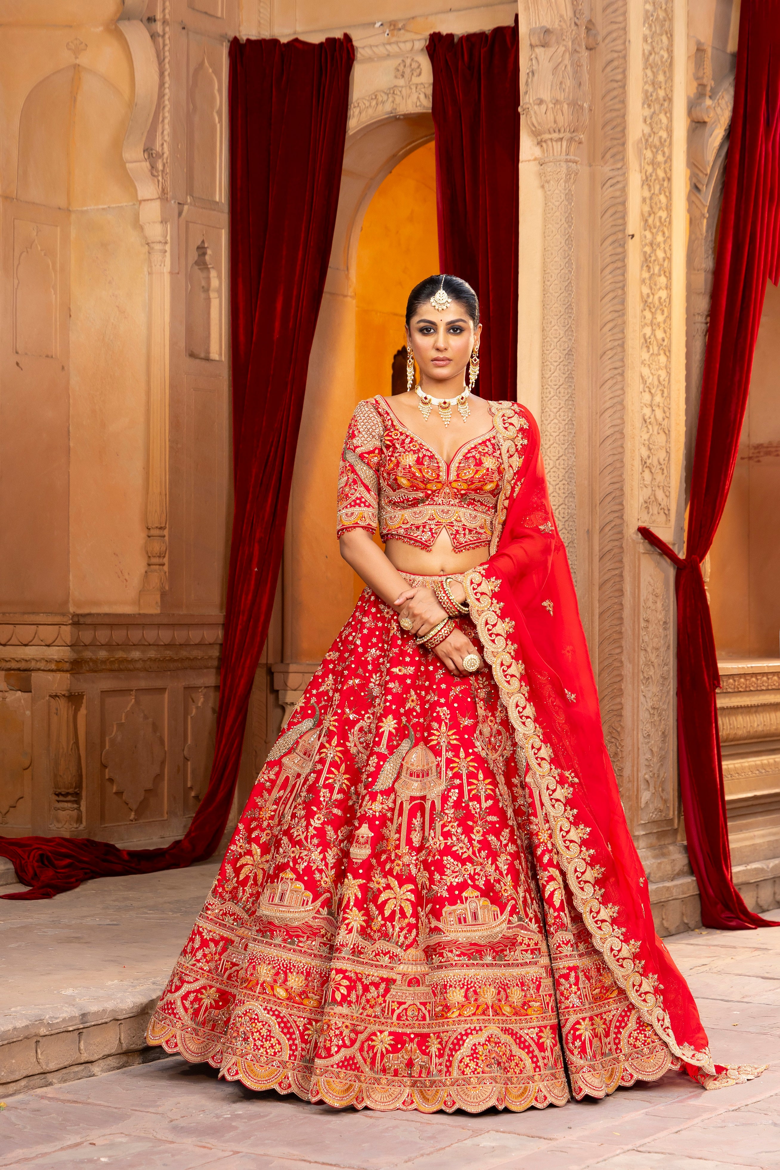 Heritage Red Bridal Lehenga