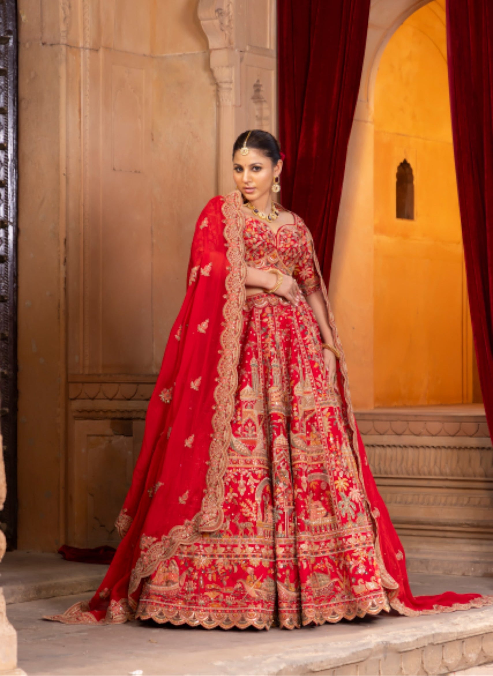 Opulent Red Aura Lehenga