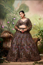 KOHINOOR OLIVE GREEN EMBROIDERED LEHENGA SET