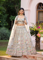 Celestial Pastel Garden Couture Lehenga