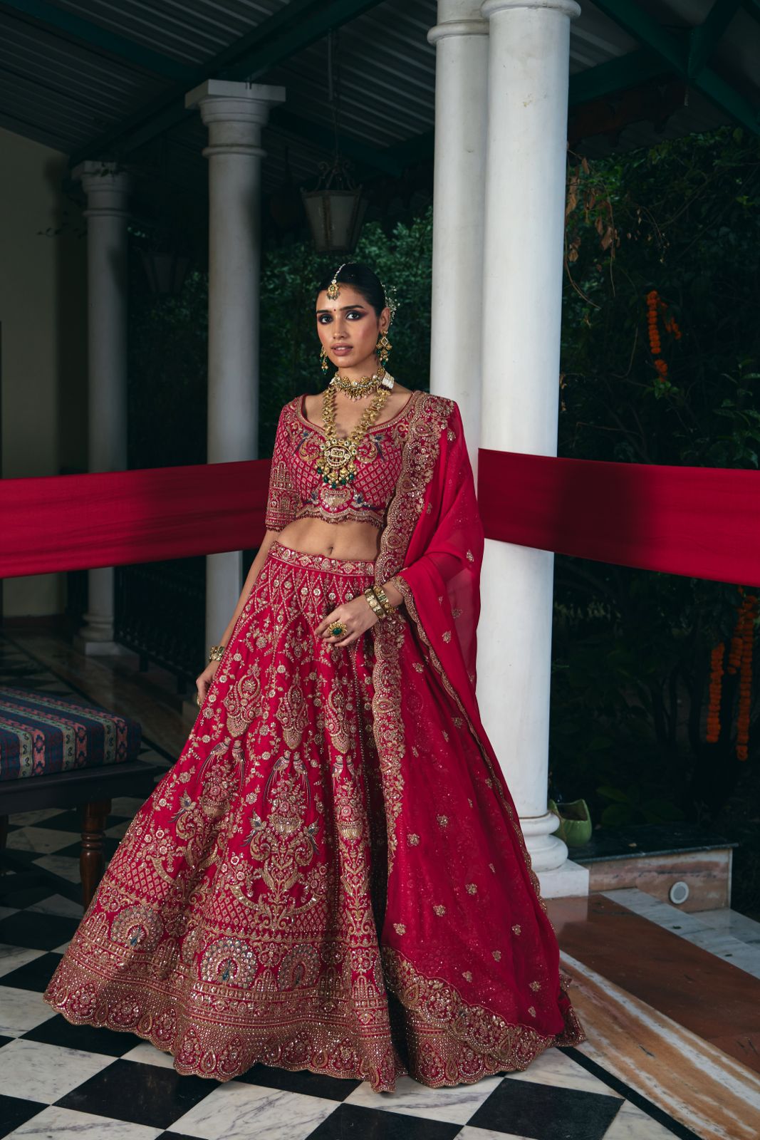 Royal Red Heritage Bridal Couture Lehenga