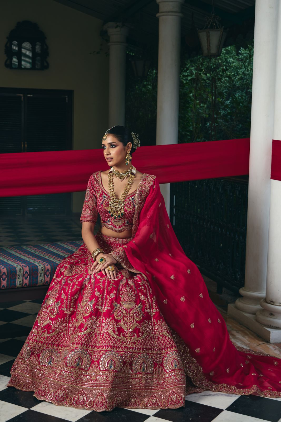 Royal Red Heritage Bridal Couture Lehenga