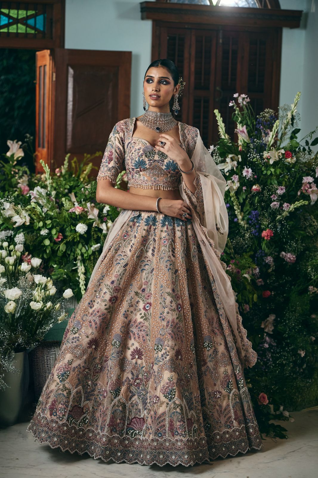Blush Aura Couture Spring Bloom Lehenga