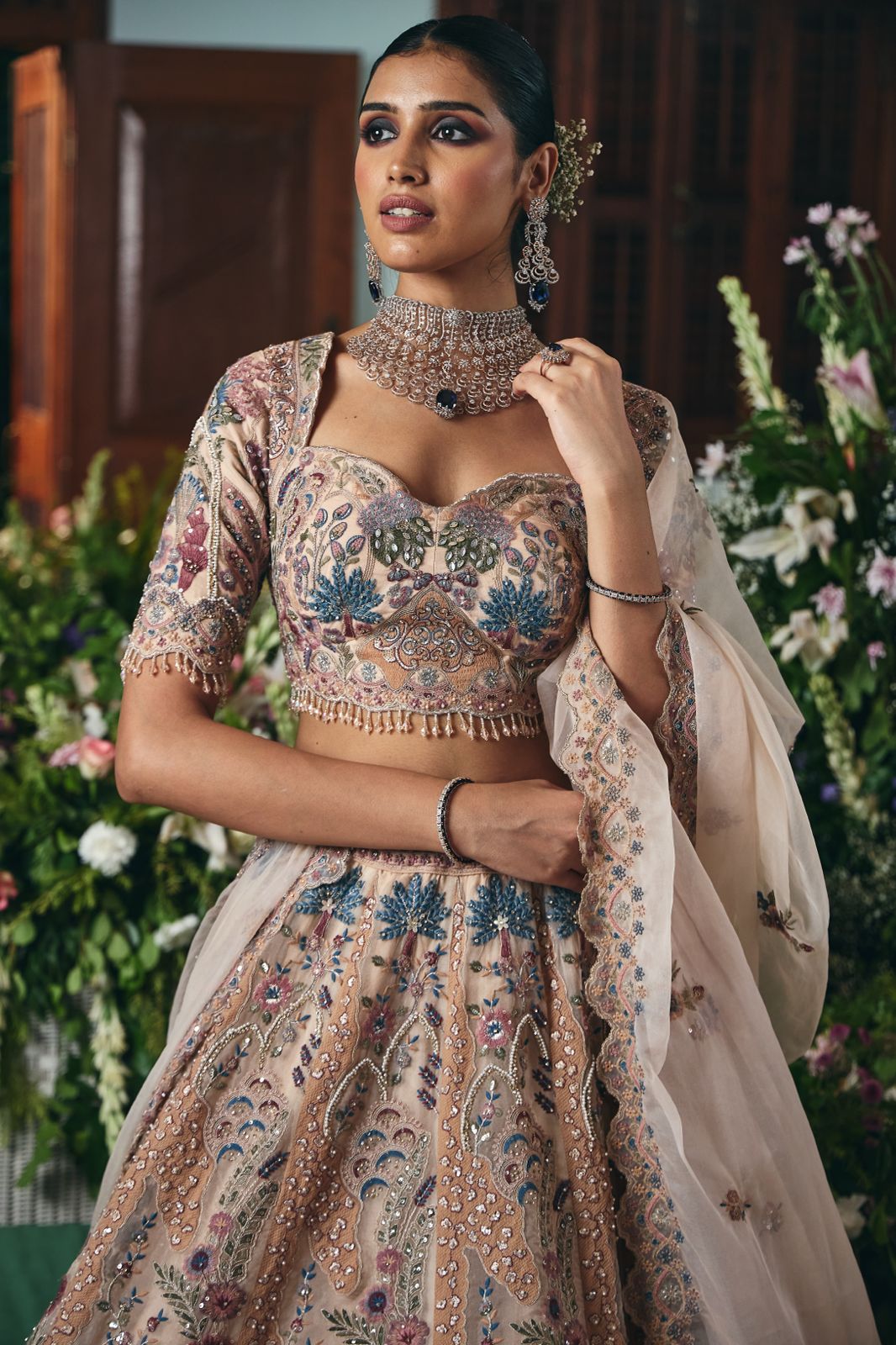 Blush Aura Couture Spring Bloom Lehenga