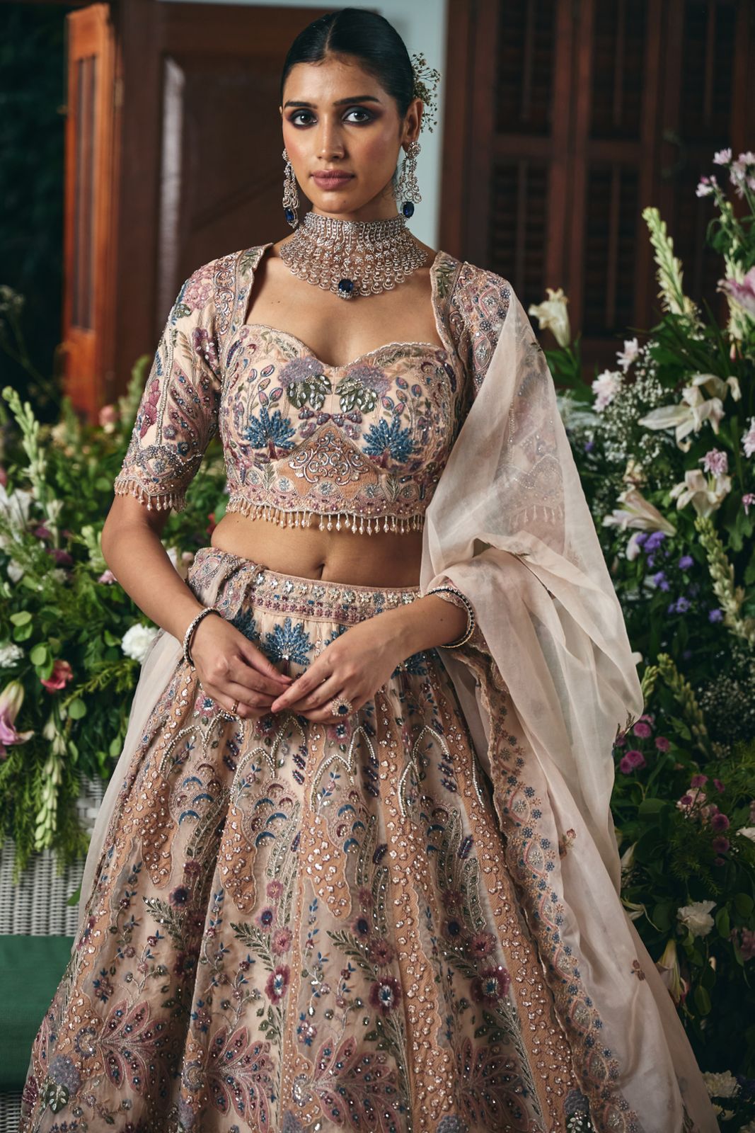 Blush Aura Couture Spring Bloom Lehenga