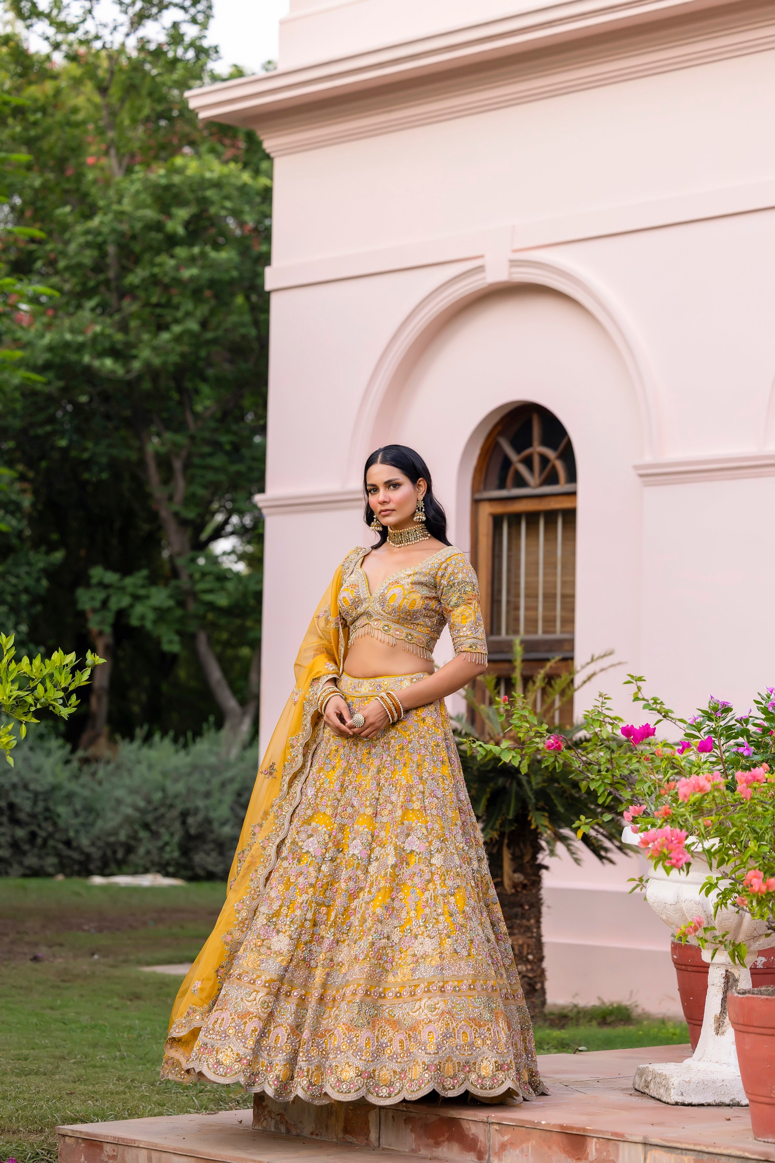Sunlit Pastel Floral Majesty Lehenga