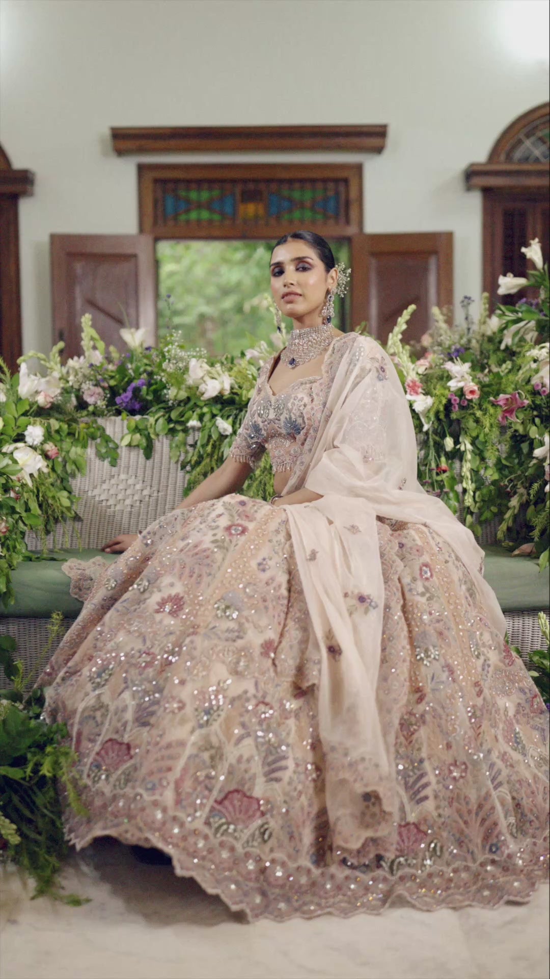 Blush Aura Couture Spring Bloom Lehenga