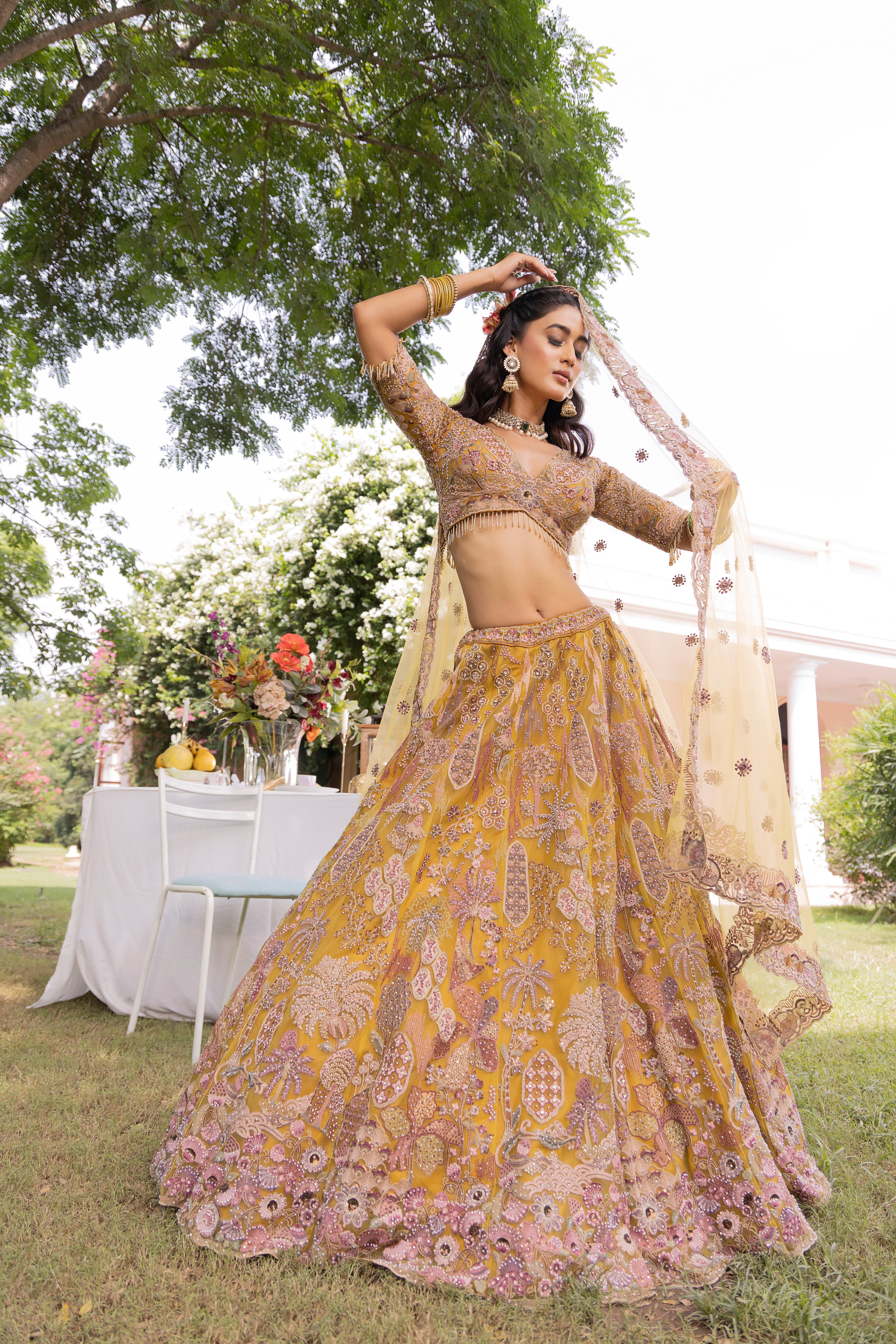 Sunrise Flora Majesty Artisan Embroidered Lehenga