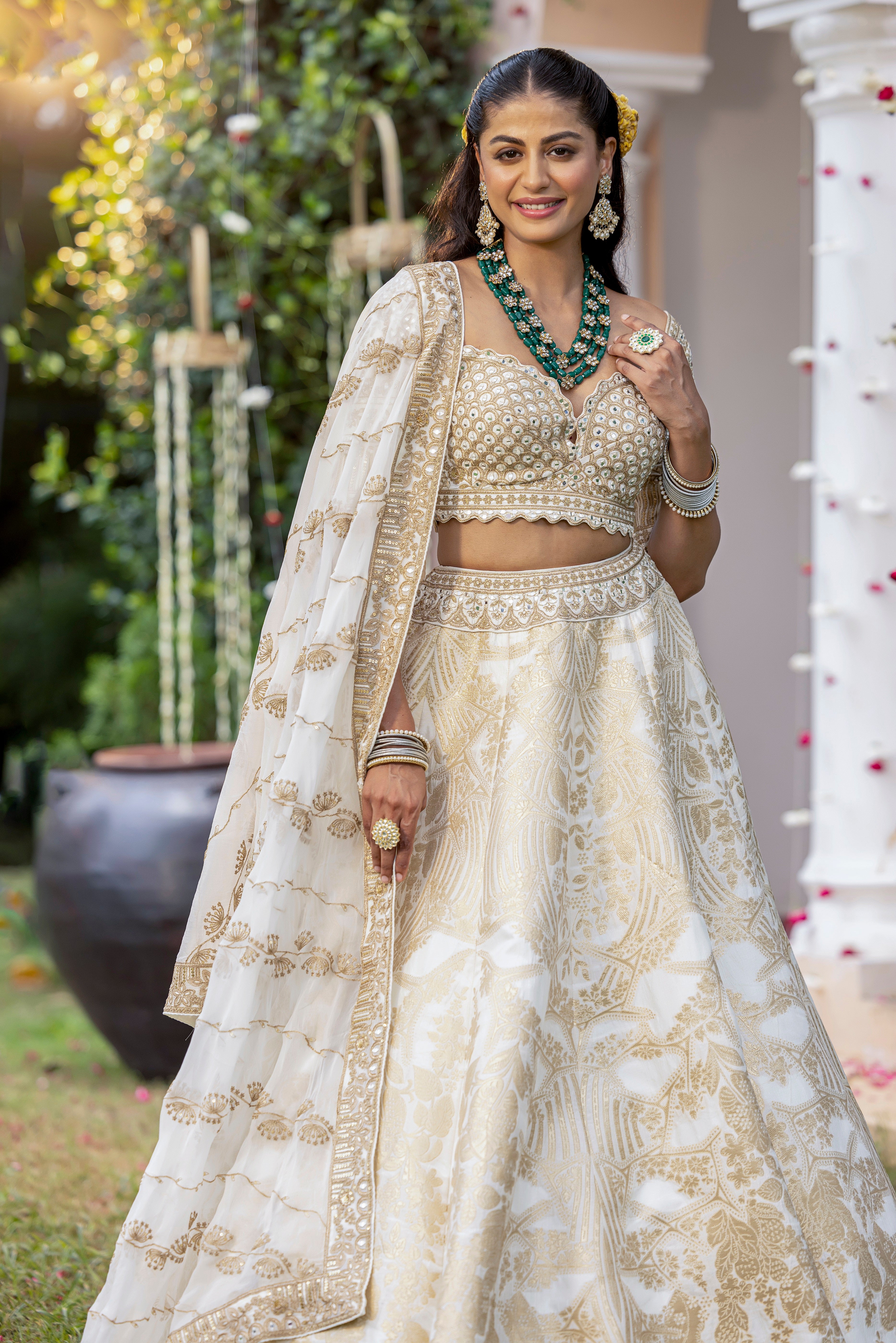 Ivory Royale Zari Brocade Bridal Lehenga