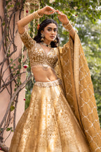 Majestic Sunehri Palace Weave Couture Lehenga