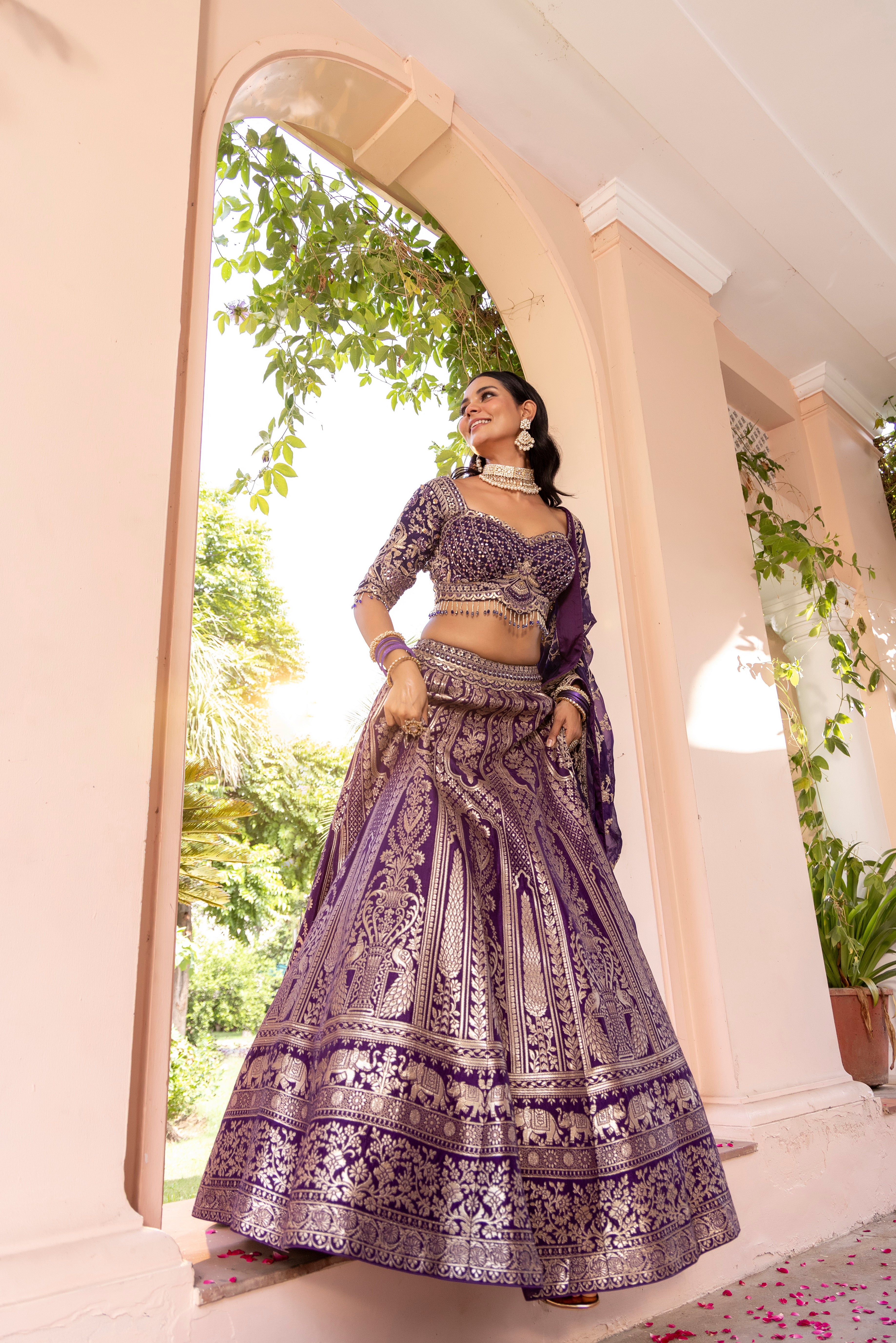Purple Royale Banarasi Weave Bridal Lehenga
