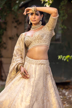 Ivory Gold Empress Heirloom Couture Lehenga