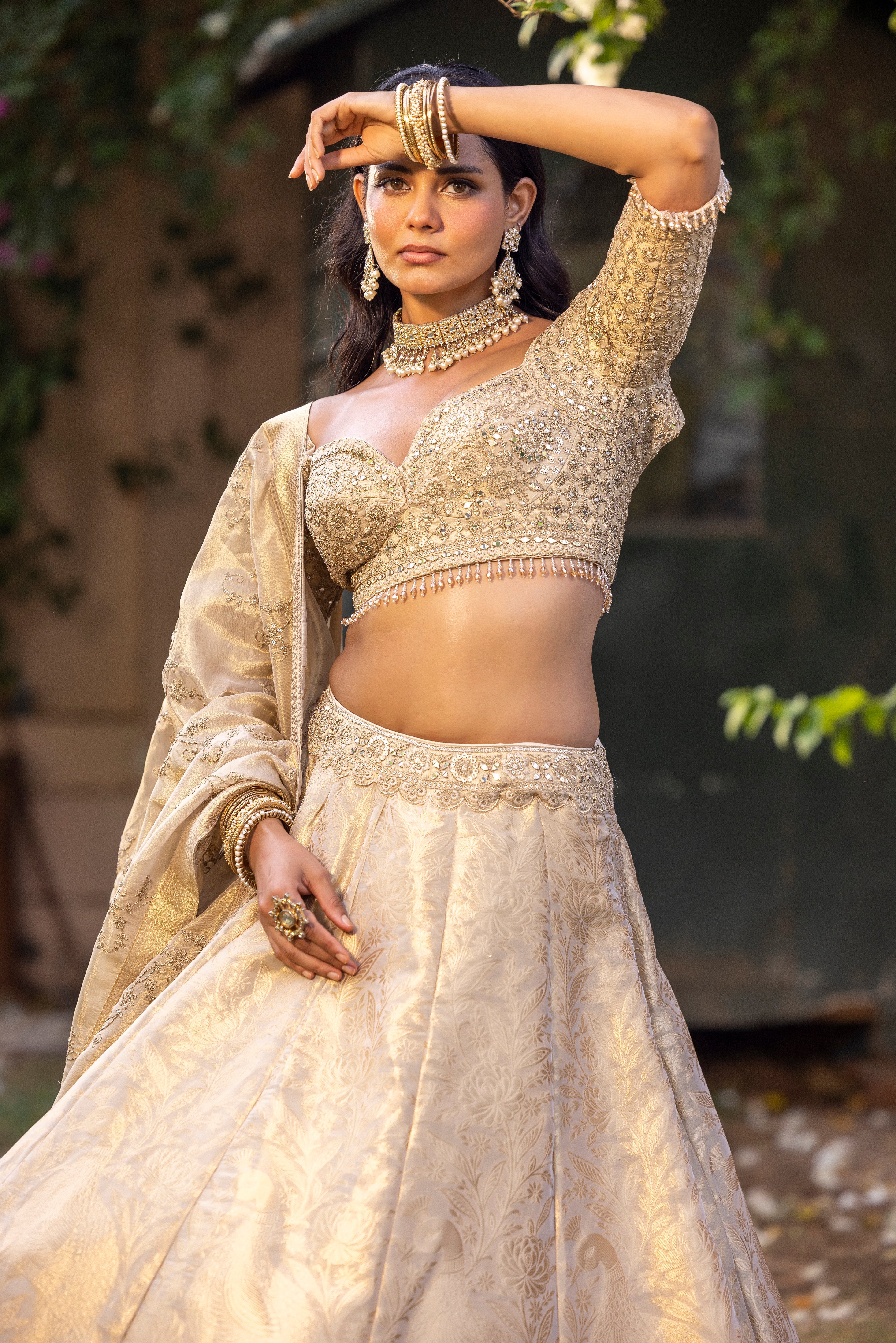 Ivory Gold Empress Heirloom Couture Lehenga