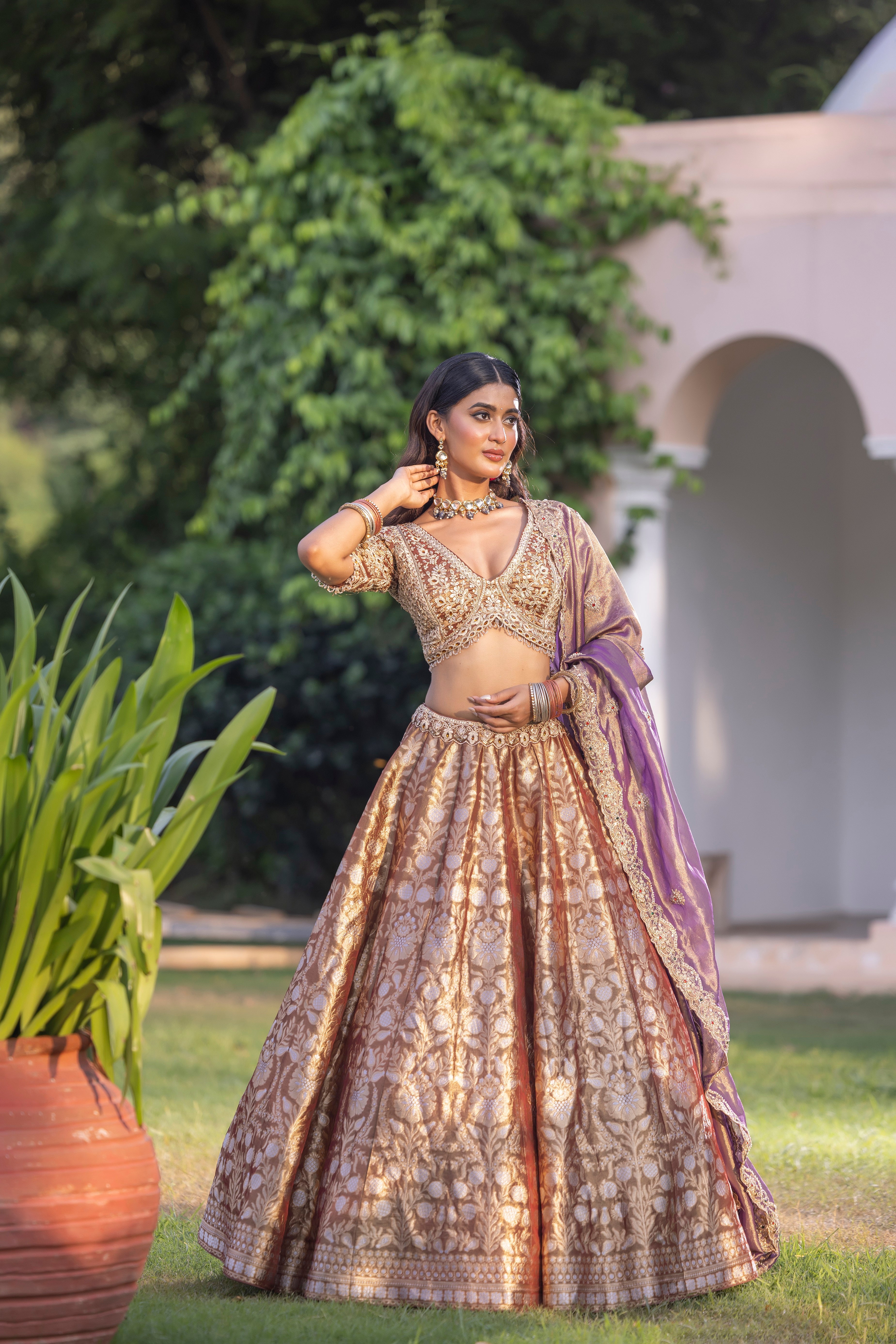 Gilded Orchid Dynasty Silk Bridal Ensemble