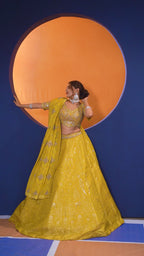 SUNEHRI TARA BANARASI SILK LEHENGA SET